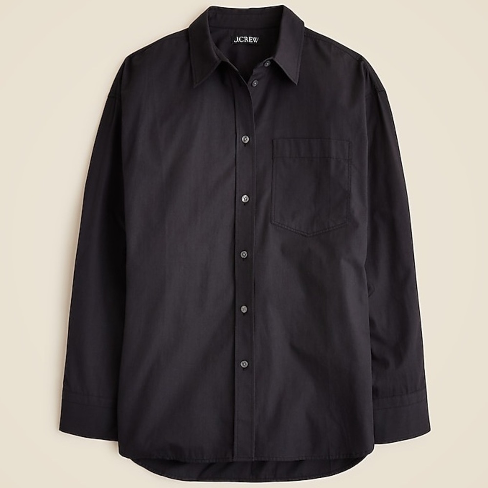 J. Crew Étienne Oversized Shirt Lightweight Oxford in Black Size Large NWT - Picture 5 of 9